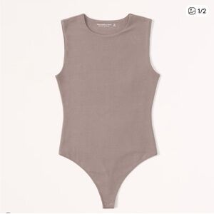 A&F Cotton Seamless Tank Bodysuit Taupe